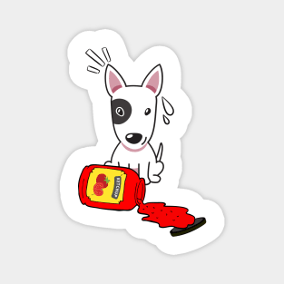 Bull Terrier Spilled a bottle of ketchup Magnet