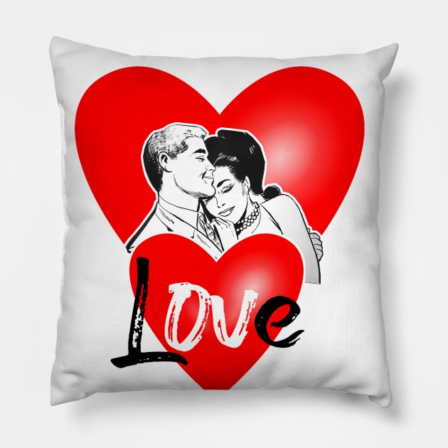 Man and woman in love hearts Pillow by Marccelus