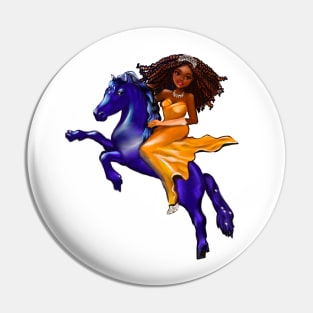 Black woman anime princess on horse ! black girl with Afro hair in braids Black Queen with dark brown skin Pin