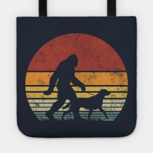 Bigfoot Walking Labrador Retriever Dog Vintage Retro Tote