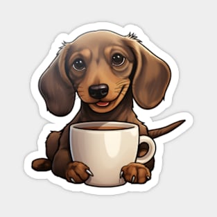 Dachshund Coffee | Dachshund Lover | Doxie Graphic | Dachshund Mom & Dad Magnet