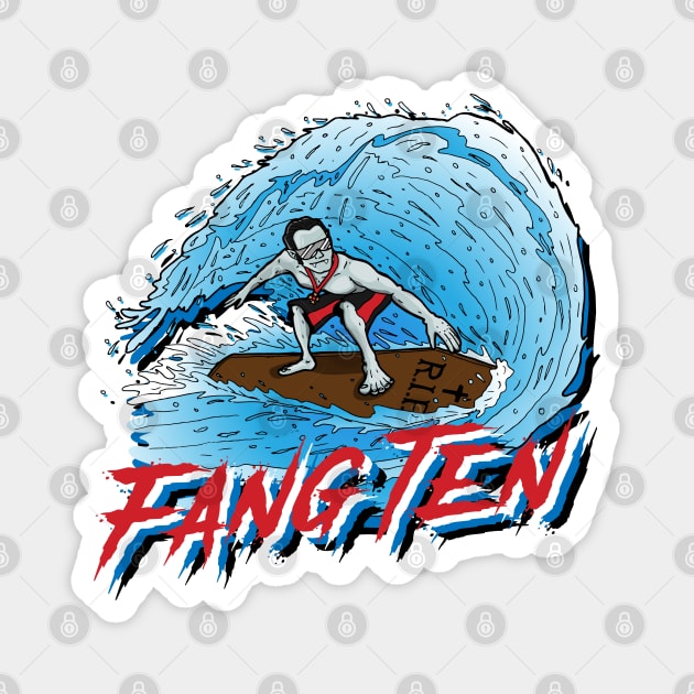 Fang Ten! Surfing Vampire Magnet by deancoledesign