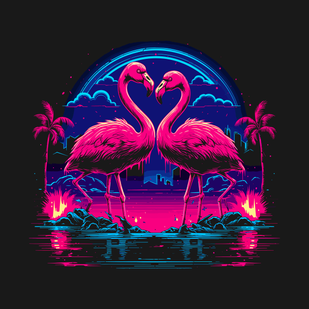 Pink Flamingos Retro Vaporwave Aesthetic by TeeTrendz