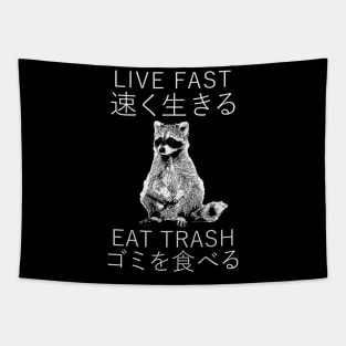 LIVE FAST RACCOON JAPANESE Tapestry