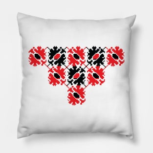 Decorative flowers - Traditional Romanian folk art knitted embroidery pattern Pillow