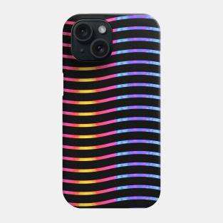 Wavy Lines Rainbow on Black Phone Case