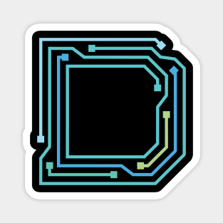 Alphabet D Circuit Typography Design Magnet