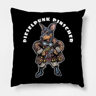 Dieselpunk pinscher dog Pillow