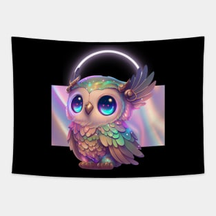 cute owl design, black owl, aesthetic owl Tapestry