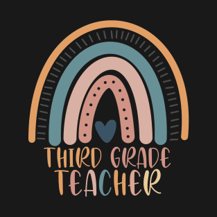 Boho Rainbow Third Grade Teacher Kinder Back to School T-Shirt