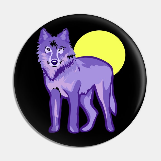 Cool Wolf on Full Moon Pin by epiclovedesigns