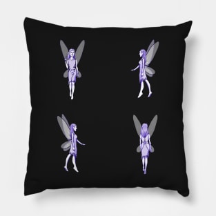 Purple Fairies on Black Pillow