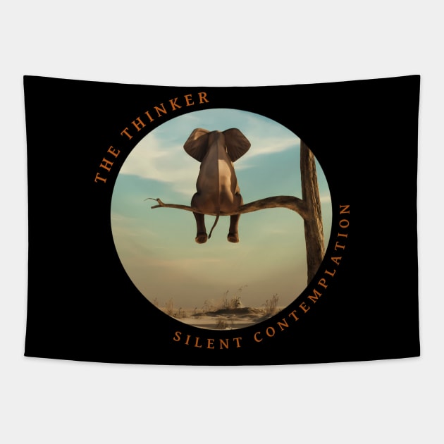 Elephant – The Thinker, Silent Contemplation Tapestry by Urban Gypsy Designs