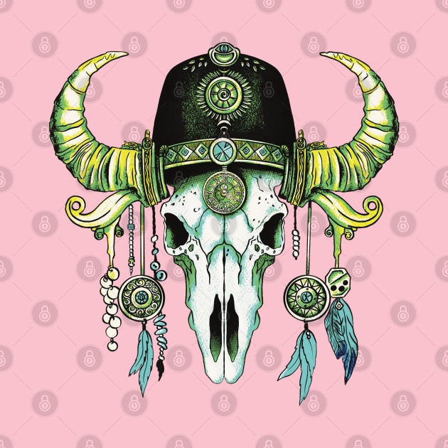 Buffalo skull wild west by Ange art