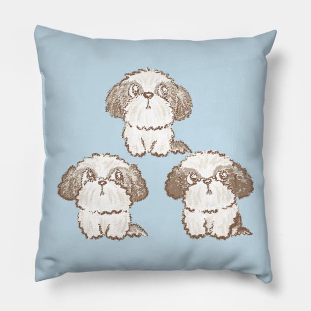 Three Shih Tzu Pillow by sanogawa