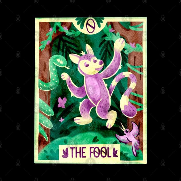 The Fool Lemur Monkey Tarot Card by narwhalwall