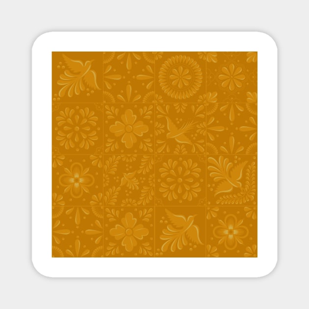 Mexican Honey Mustard Talavera Tile Pattern by Akbaly Magnet by Akbaly