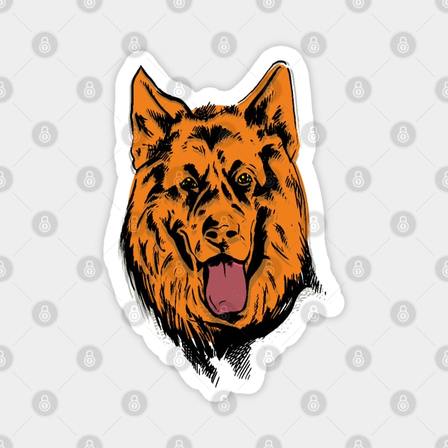 A German Shepherd head  Sketch. Magnet by AJ techDesigns