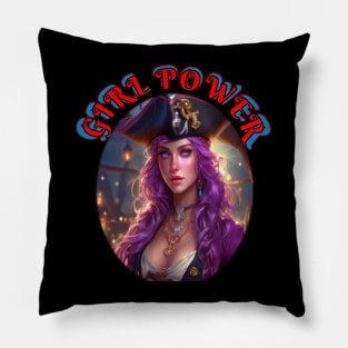 Girl,power, violet eyed pirate lady captain Pillow