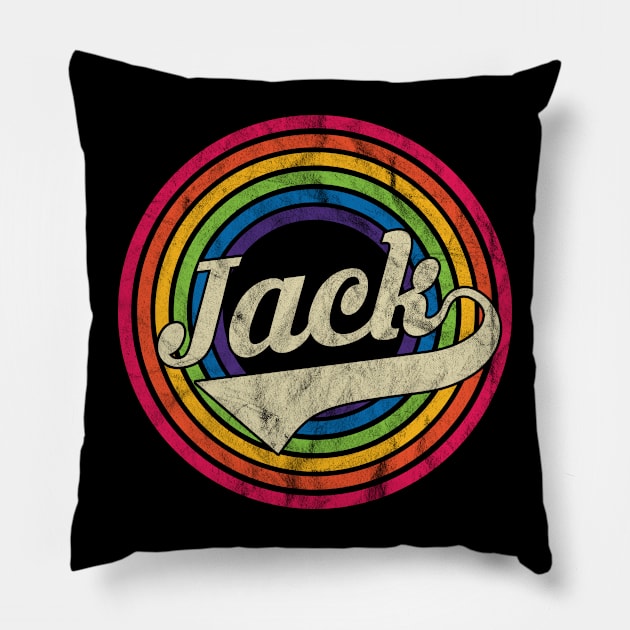 Jack - Retro Rainbow Faded-Style Pillow by MaydenArt