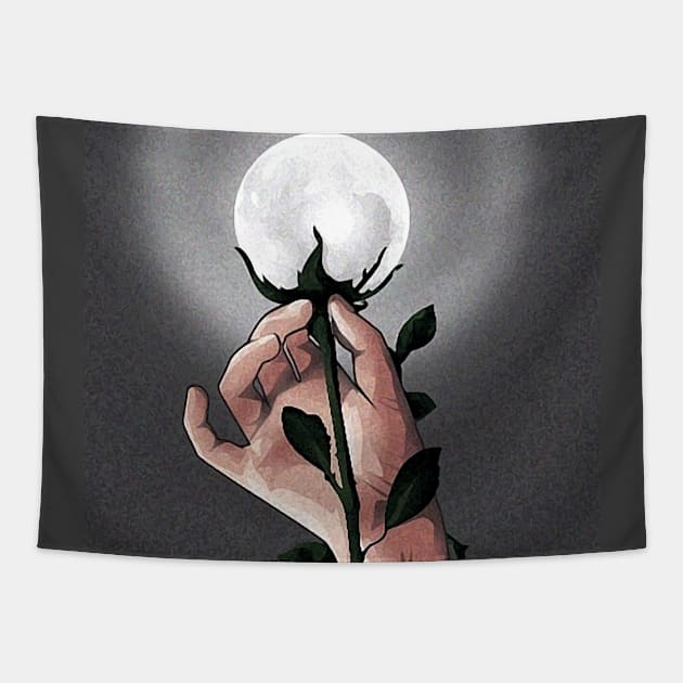 flower moon Tapestry by JARA