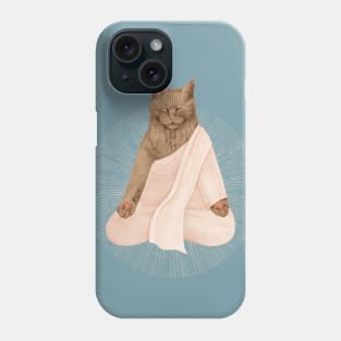 meditating cat - brown Phone Case