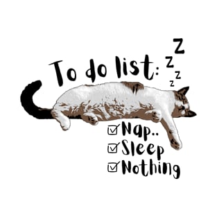 To Do List Nap Sleep Nothing Cute and Funny Sleeping Cat T-Shirt