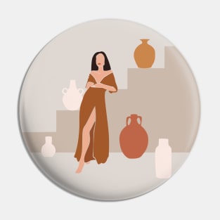 Bohemian Ceramics Woman Pin