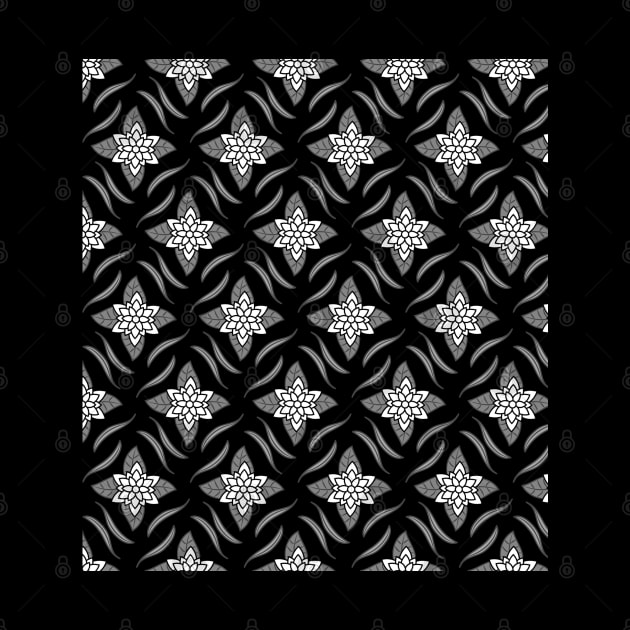 Black and white flower pattern design by Spinkly