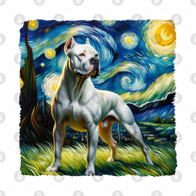 Starry Dogo Argentino Dog Portrait - Pet Portrait by starry_night