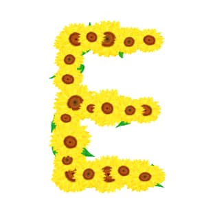 Sunflowers Initial Letter E (White Background) T-Shirt