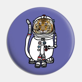 Space Tiger Funny Astronaut Animals Pin