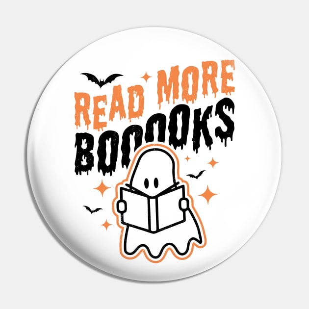 Read More Books Halloween Cute Ghost Boo Librarian Teacher Pin by OrangeMonkeyArt