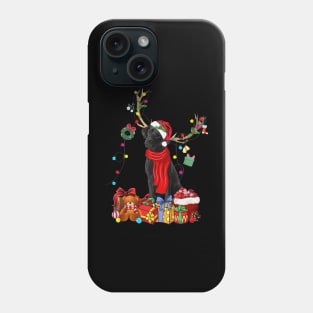 Black Labrador Reindeer Xmas Lights Merry Christmas Phone Case