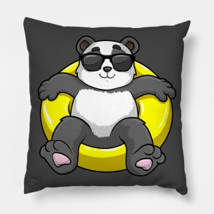 Panda with Sunglasses at Swimming with Swim ring Pillow