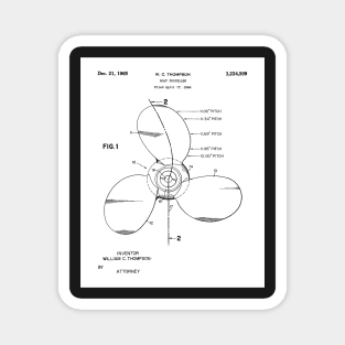 Boat Propeller Patent - Sailor Lake House Decor Art - White Magnet