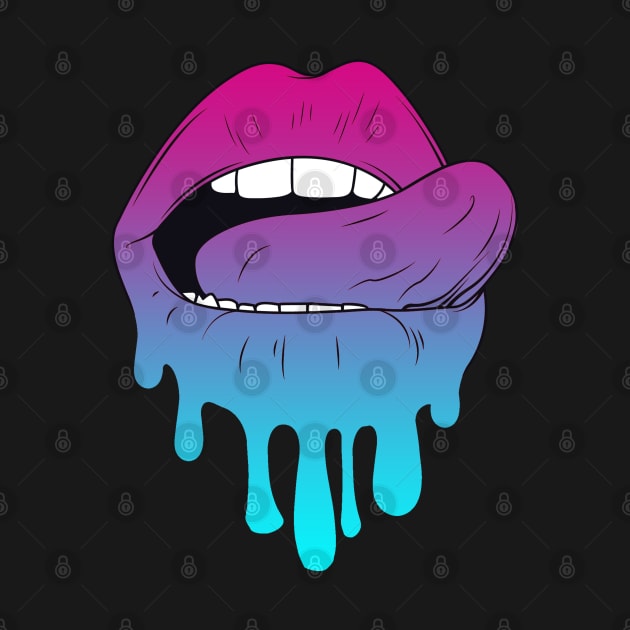 Vaporwave Dripping Lips Tongue Curled Tongue by aaallsmiles