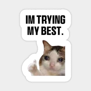 Cat Crying I'm Trying My Best Funny T-shirt, Funny Meme, Im Trying My Best Shirt Magnet