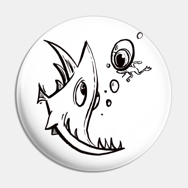 Crazy fish and frog Pin by Jason's Doodles