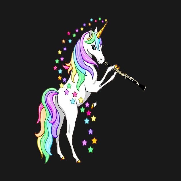 Beautiful Unicorn Playing Clarinet Musician T-Shirt by BestAnimeAlg