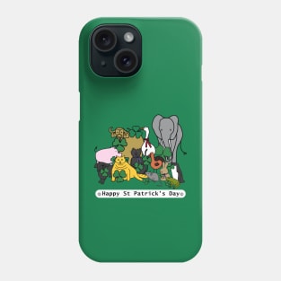 Animals Hold a Shamrock with Text Happy St Patricks Day Phone Case