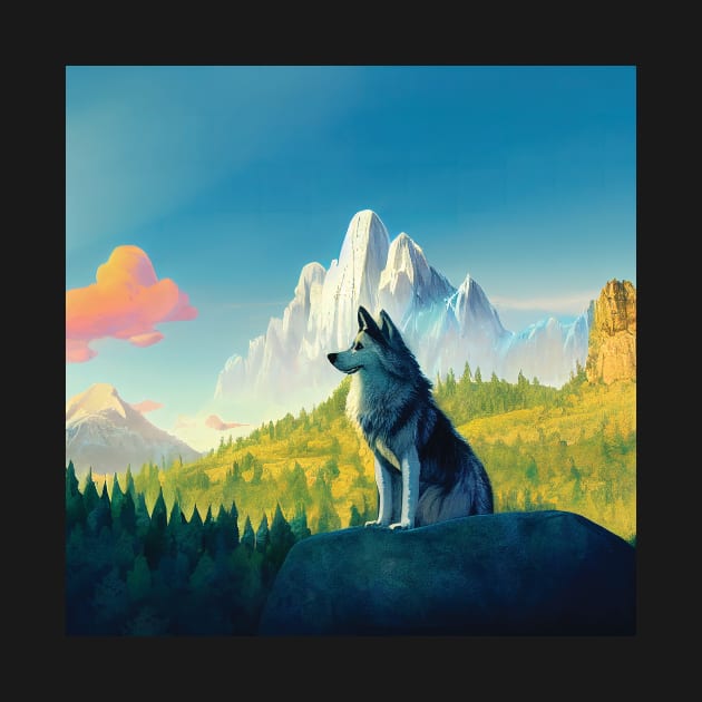 Majestic Wolf in the Mountains by Geminiartstudio