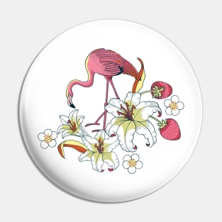 Beautiful Tropical Flamingo  Floral Pin