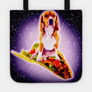 Outer Space Galaxy Dog Riding Taco Tote