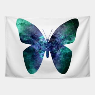 Green blue grungy butterfly Tapestry