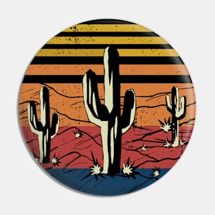 Cactus Vintage Texas Retro Wild Desert Sunset Summer Pin