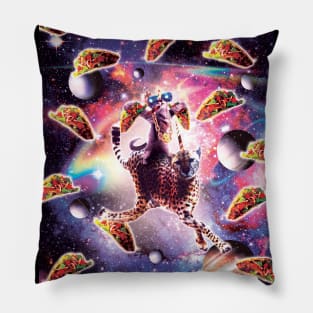 Thug Space Cat On Cheetah Unicorn With Taco Pillow