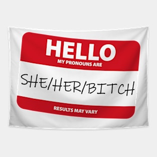 My Pronouns Are: She/Her/Bitch - Funny Tapestry