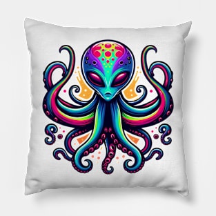 colorful octopus alien Pillow