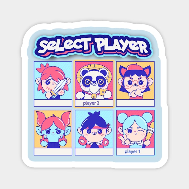 Otaku select player gamer Kawaii character Magnet by TEEVEETEES